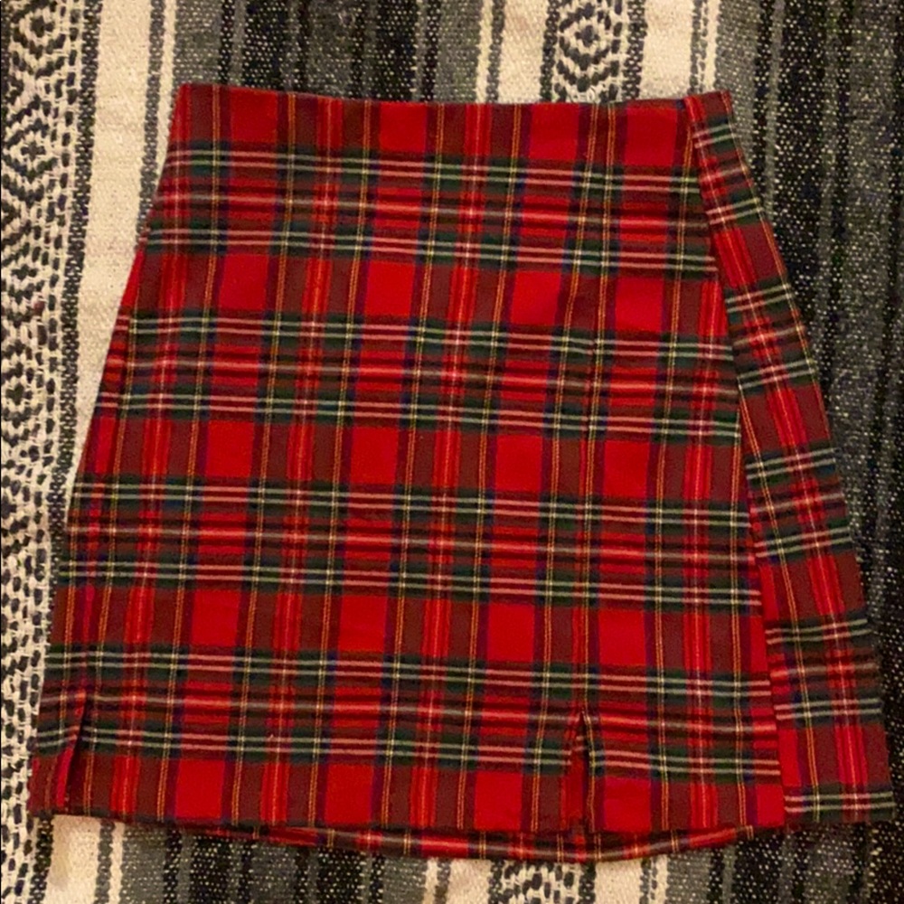 Classic school girl red plaid skirt